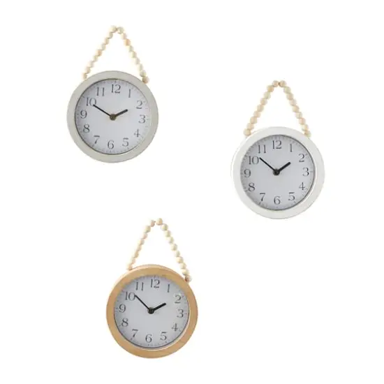 10" Traditional White Wood Wall Clock with Rope Strap Set {1}