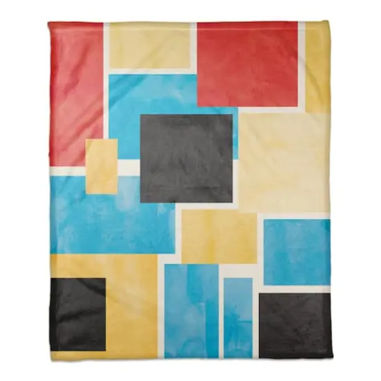 Colorful Primary Abstract I 50" x 60" Coral Fleece Blanket {1}