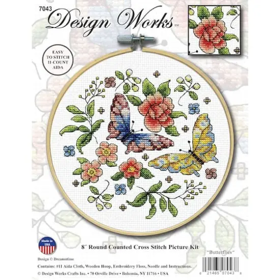 Design Works&trade; 8'' Round Butterfly Counted Cross Stitch Kit {1}