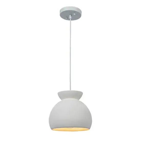 Hello Honey&reg; Sienna Matte White Boho Ceramic Ceiling Light with White Fabric Cord {10}