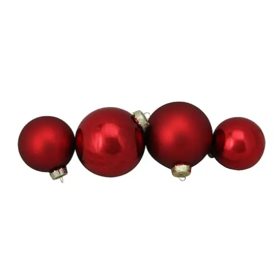 72ct. 2 Finish Red Glass Ball Ornaments {1}