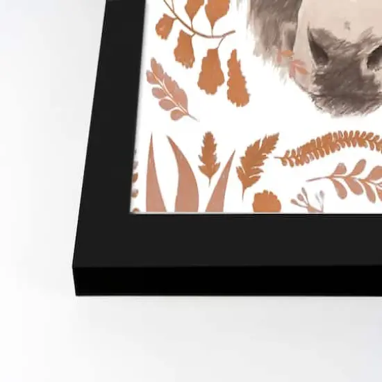 Fall Leaf Cow Black Framed Print Wall Art {4}