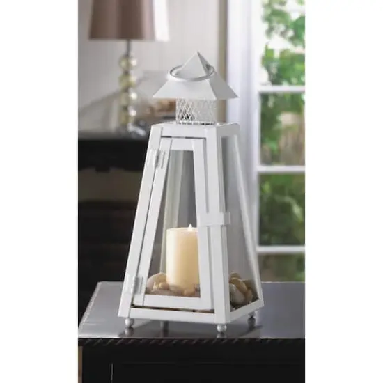 11.5" White Summit Candle Lantern {3}