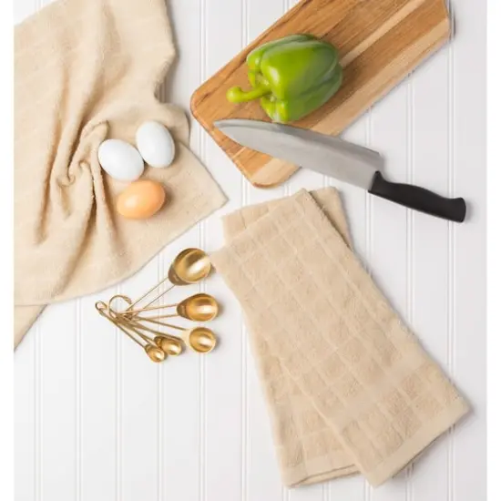 DII&reg; Windowpane Terry Dish Towels, 4ct. Pebble {5}