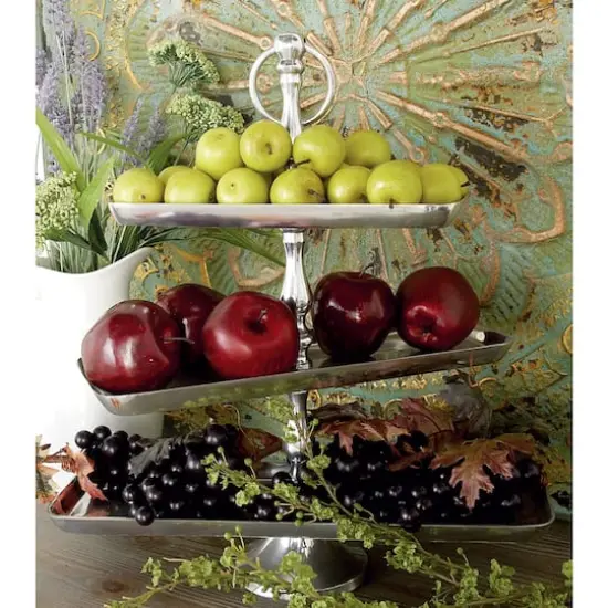 19" Silver Aluminum 3-Tier Tray Stand {9}