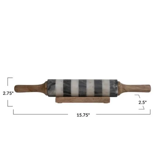 Hello Honey&reg; 16" Striped Marble Rolling Pin with Wood Stand {1}