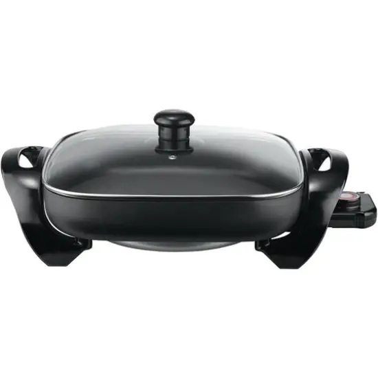 Brentwood 12" Black Nonstick Electric Skillet with Glass Lid {4}