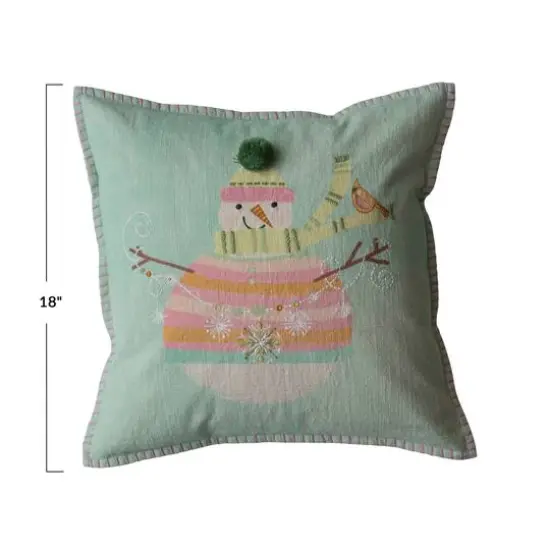 Hello Honey&reg; 18" Snowman & Pom Pom Accent Pillow {5}