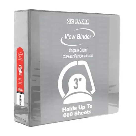 BAZIC&reg; Slant D Ring 2-Pocket View Binder Gray {1}