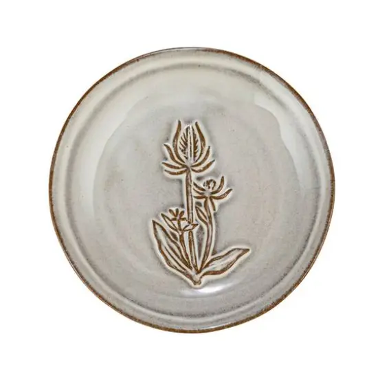 Hello Honey&reg; 5" Cream & Brown Round Reactive Glaze Stoneware Dish Set {6}