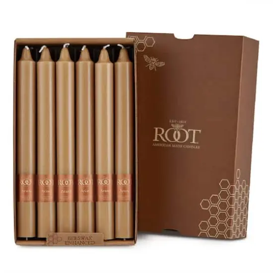 Root Candles Arista&trade; 9" Smooth Dinner Candles, 12ct. Beeswax {1}