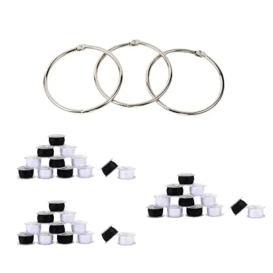 SINGER&reg; Class 15 Sewing Bobbin & Storage Rings Set, Black & White {1}