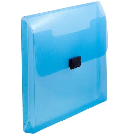 JAM Paper 9.5" x 13.25" Plastic Box Portfolio with Center Buckle Blue {4}