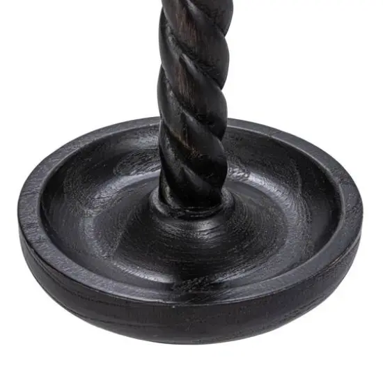 Hello Honey&reg; Round Black Wood Taper Candle Holder Set {9}