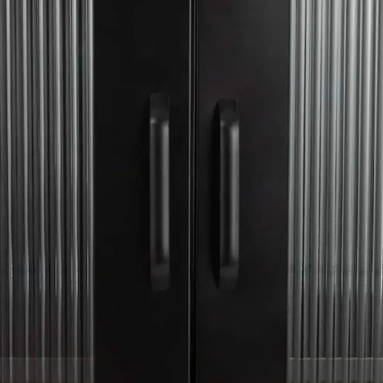 Hello Honey&reg; Black Solstice Tall Metal Curio Storage Cabinet with Arched Glass Doors {4}