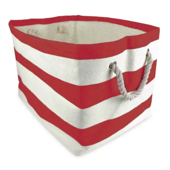 DII&reg; Large Striped Rectangle Woven Paper Storage Basket Tango Red {1}