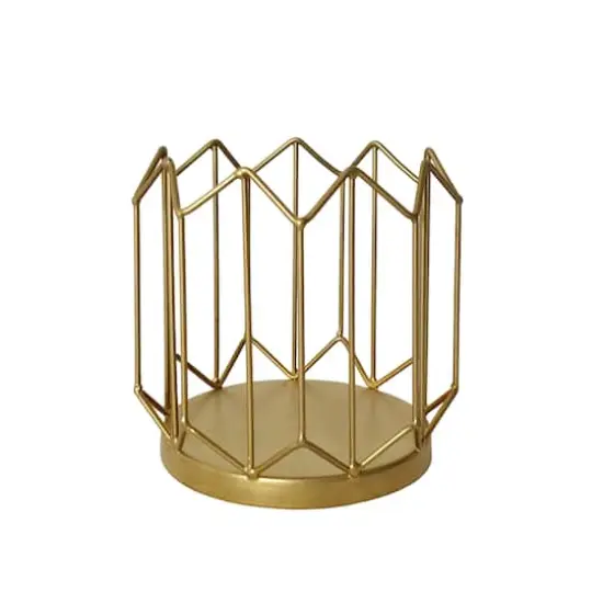 4.75" Gold Geometric Metal Candle Holder by Ashland&reg; {1}