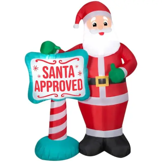7ft. Airblown&reg; Inflatable Christmas Santa with SANTA APPROVED Sign {1}