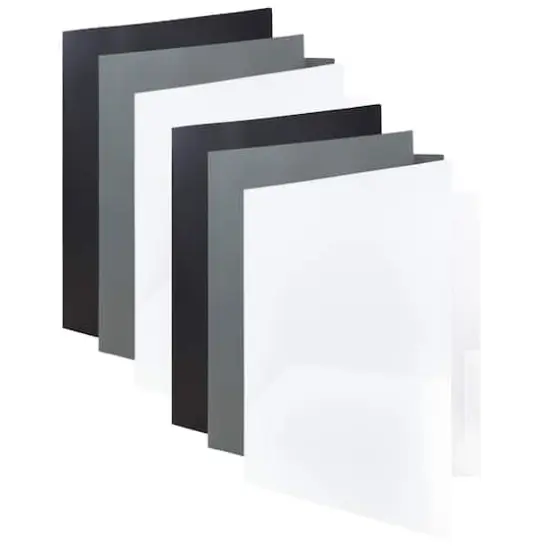 JAM Paper 9.5" x 11.5" Assorted Business Colors Plastic 2 Pocket School POP Folders, 6ct. {1}