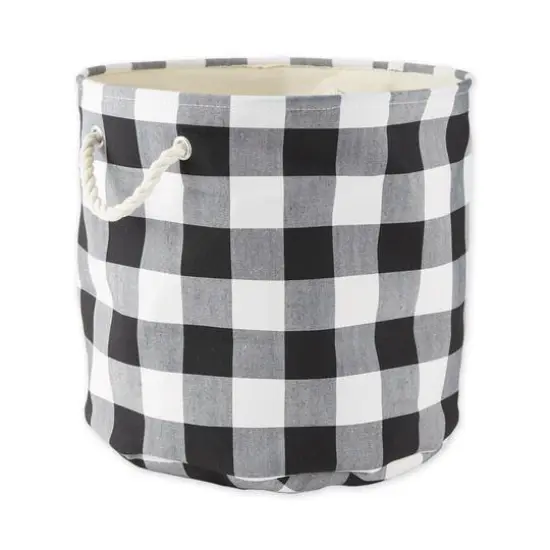 DII&reg; Large Round White/Black Buffalo Check Polyester Bin {1}