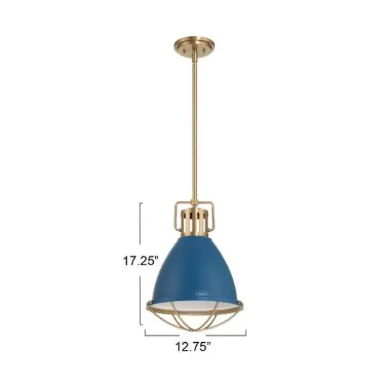 Hello Honey&reg; Kent Industrial Oversized Caged Metal Ceiling Light Blue/Gold {13}