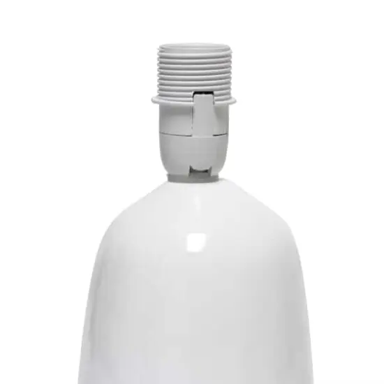 Simple Designs 10" Thimble Base Ceramic Table Lamp Off White {6}