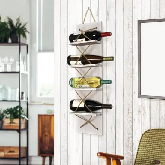 Elegant Designs 4 Bottle Vertical Wall Mounted Wine Rack White Wash {4}