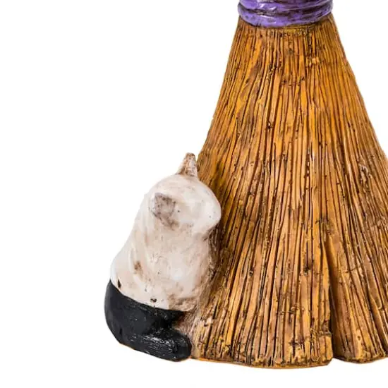 13'' Black Cat Climbing Broom Halloween D&eacute;cor {5}