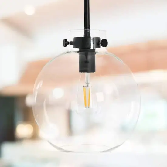 Hello Honey&reg; Robert Stevenson Lighting Marson 15" Clear Glass & Matte Black Metal Ceiling Light {3}