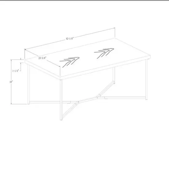 Luxe 42" Faux White Marble & Chrome Y Leg Modern Glam Coffee Table {6}