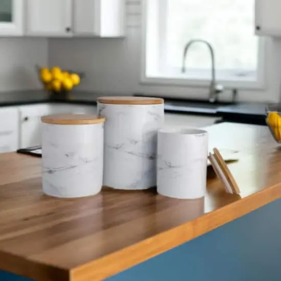 DII&reg; White Marble Ceramic Canister Set {1}