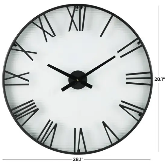 28" Black Metal Wall Clock with Clear Glass Face {5}