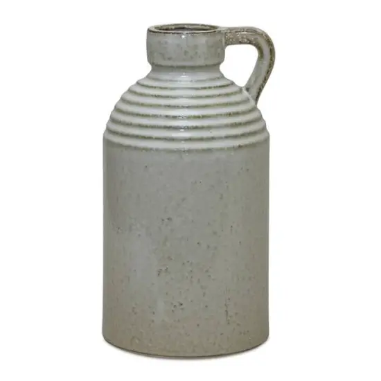 11.75" Cream Washed Rustic Ceramic Jug Vase {1}