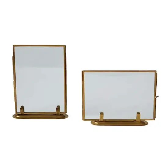 Hello Honey&reg; 2 Pack Glass & Brass Photo Frames with Stands {1}