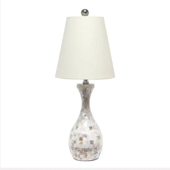 Lalia Home 25" Curved Mosaic Seashell Table Lamp with Chrome Accents {1}