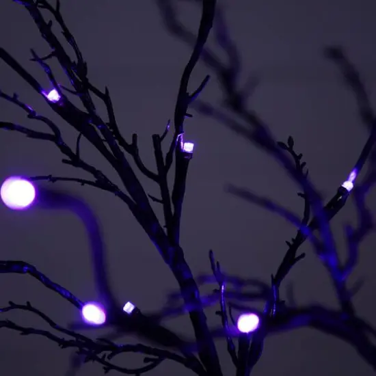 5ft. Orange & Purple LED Pre-Lit Halloween Deluxe Black Twig Artificial Fall Tree {6}