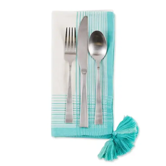 DII&reg; Antique Striped Turquoise Tassel Napkins, 6ct. {4}