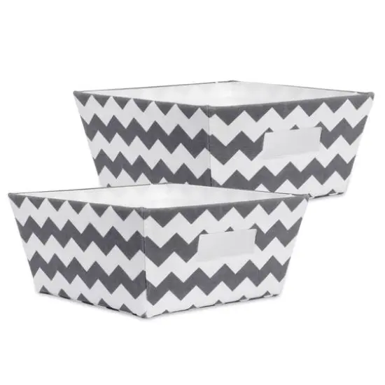 Gray Polyester Chevron Trapezoid Bin Set {1}