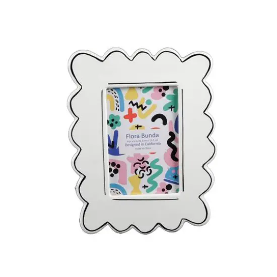 Flora Bunda&reg; 4" x 6" Sand White Wavey with Sideline Ceramic Frame {1}