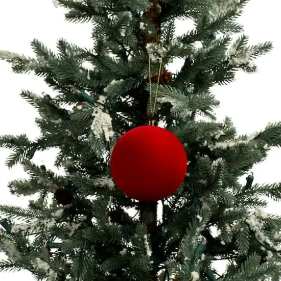 4 Pack 3.8" Flocked Shatterproof Ball Ornaments by Ashland&reg; Red {4}