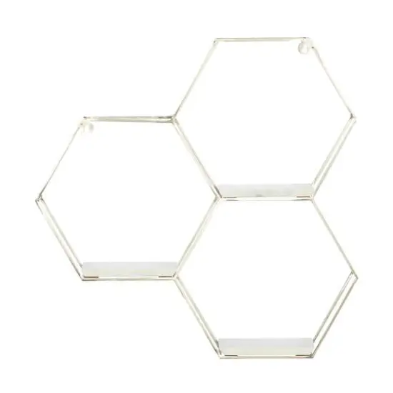 26" Silver Marble Contemporary Wall Shelf {6}