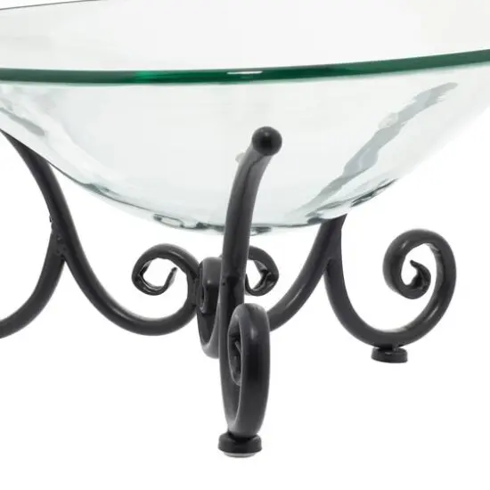 Clear Glass and Metal Traditional Serving Bowl, 8" x 17" x 17" {6}