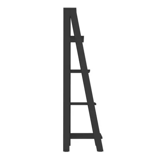 Walker Edison 55" Black Modern Ladder Bookshelf {4}