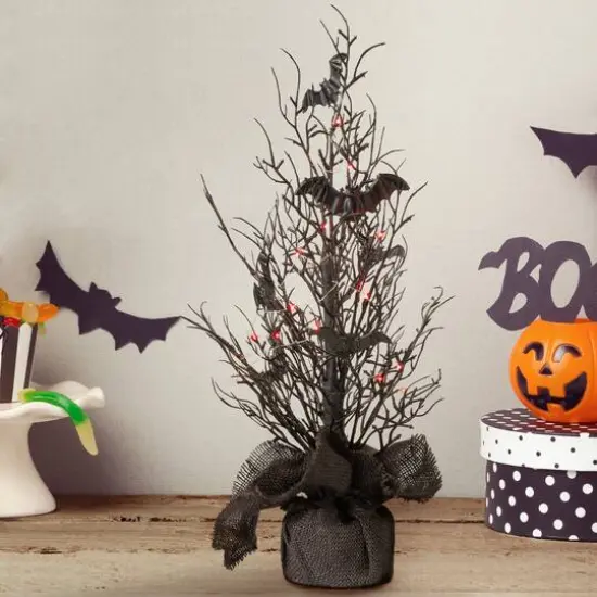 Glitzhome&reg; 20" Lighted Halloween Bats Table Tree Decor {3}