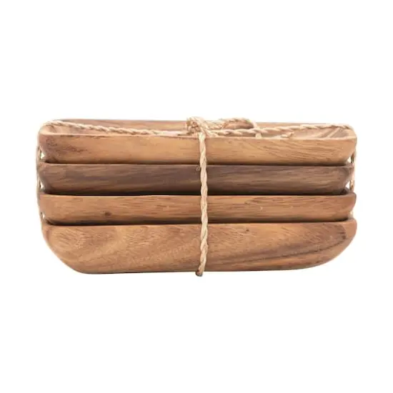 Hello Honey&reg; Acacia Wood Trays with Seagrass Tie, 4ct. {1}