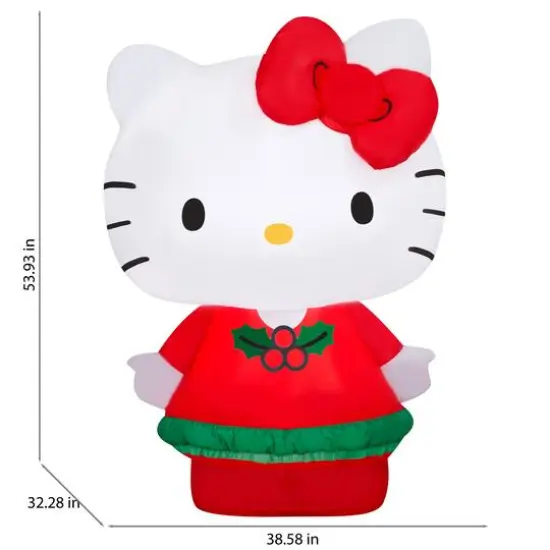 4.5ft. Airblown&reg; Inflatable Christmas Hello Kitty in Red Holiday Dress {3}