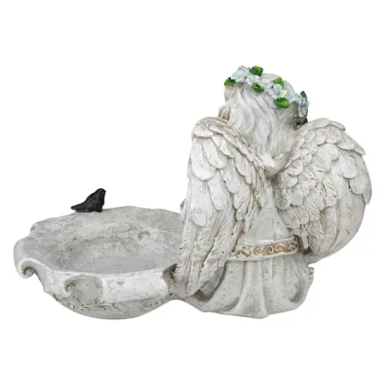 12.25" Sitting Angel Bird Feeder Outdoor Garden Statue {4}