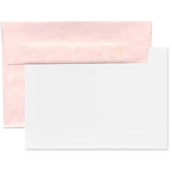 JAM Paper 5.25" x 7.25" Blank Flat Recycled Parchment Greeting Cards & Envelopes, 100ct. Pink {1}