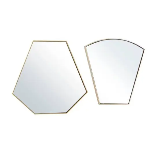 CosmoLiving by Cosmopolitan Set of 2 Gold Metal Contemporary Wall Mirror, 18", 19" {3}