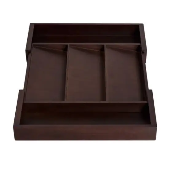 17'' Walnut Expandable Kitchen Drawer Organizer Tray {9}